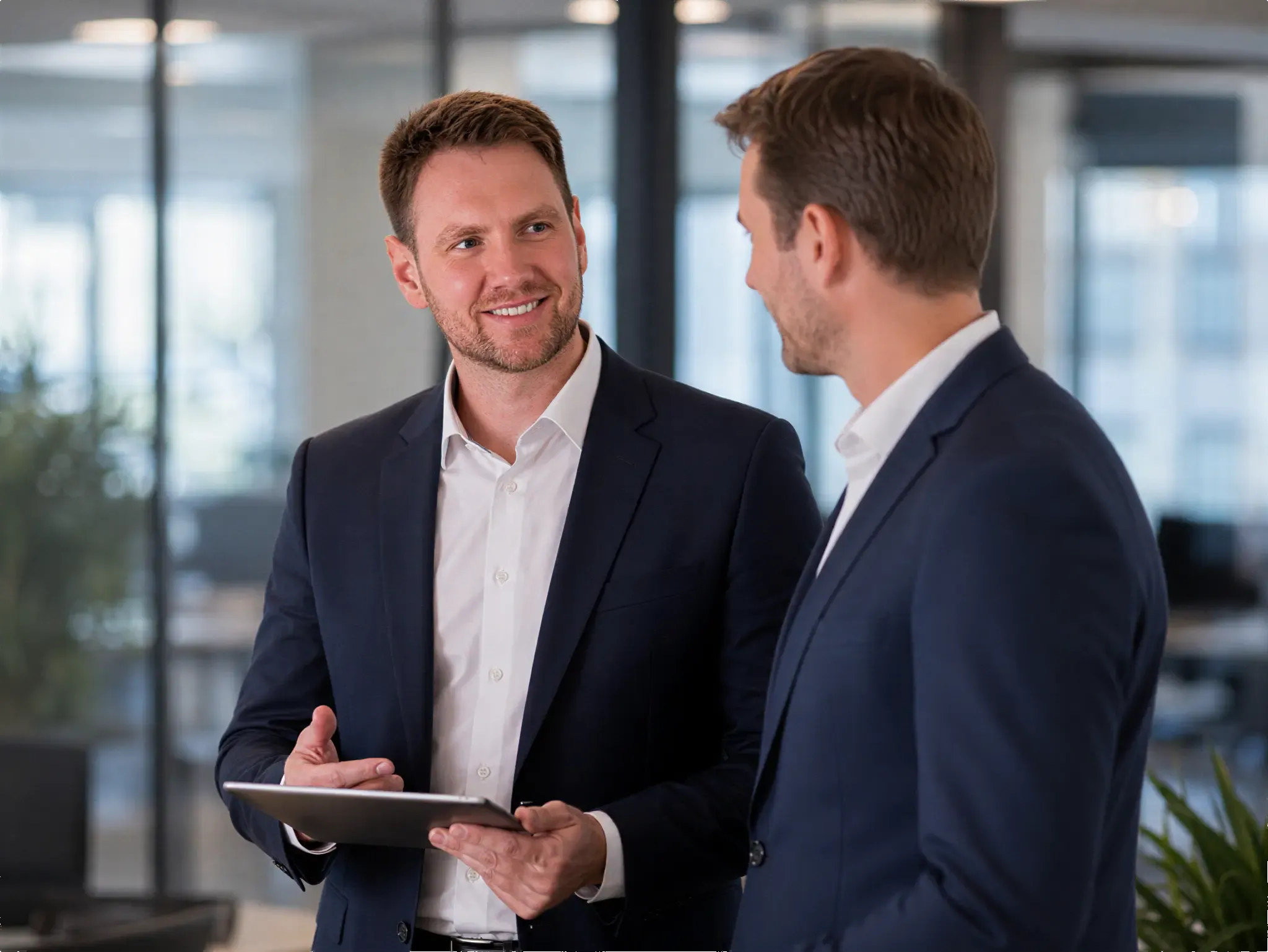 Buchhalter und Mandant besprechen alle Themen – persönlicher Service und digitale Zusammenarbeit bei innocount